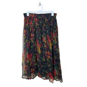 Vintage Express Floral Print Maxi Skirt Women's Size S